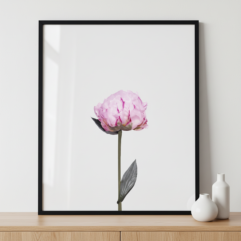 Peony ภาพติดผังสไตล์ธรรมชาติ สำหรับตกแต่งบ้านและคอนโด พร้อมกรอบคุณภาพ