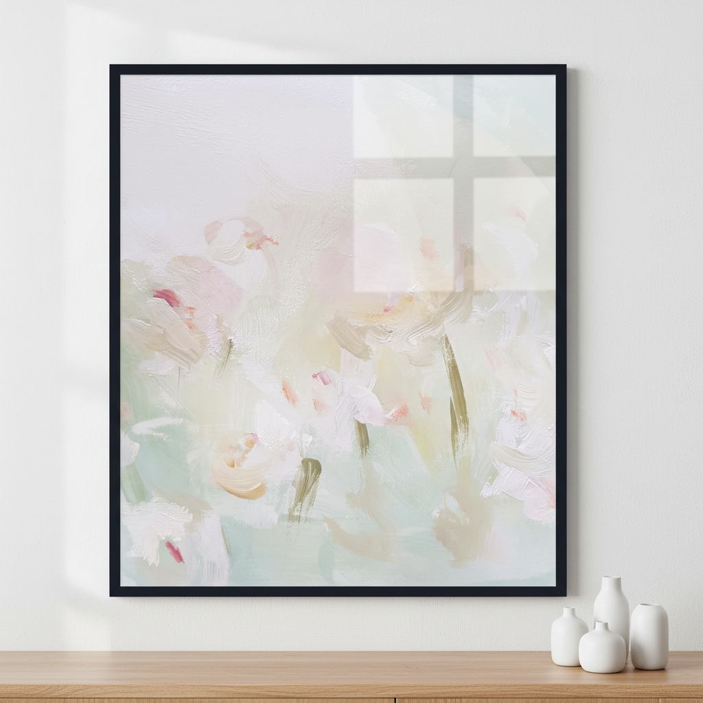 flower painting ภาพติดผังสไตล์สแกนดิเนเวีย สำหรับตกแต่งบ้านและคอนโด พร้อมกรอบคุณภาพ