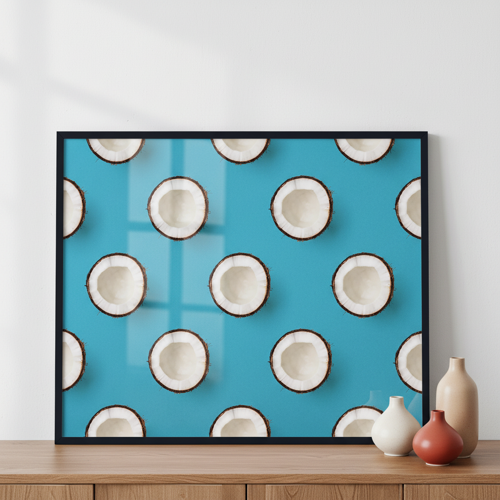 Coconut on blue