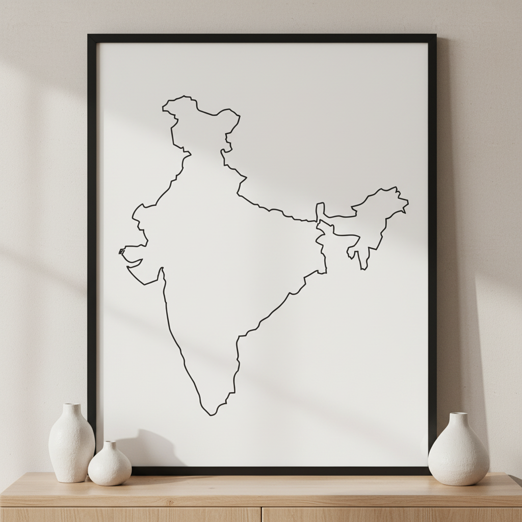 India ภาพติดผังสไตล์นามธรรม สำหรับตกแต่งบ้านและคอนโด พร้อมกรอบคุณภาพ