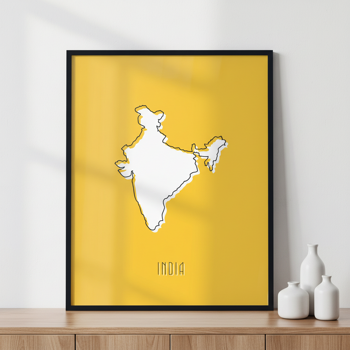 India country ภาพติดผังสไตล์สแกนดิเนเวีย สำหรับตกแต่งบ้านและคอนโด พร้อมกรอบคุณภาพ