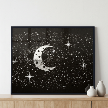 Half moon ภาพติดผังสไตล์นามธรรม สำหรับตกแต่งบ้านและคอนโด พร้อมกรอบคุณภาพ