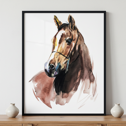 Arabian Horse ภาพติดผังสไตล์สแกนดิเนเวีย สำหรับตกแต่งบ้านและคอนโด พร้อมกรอบคุณภาพ