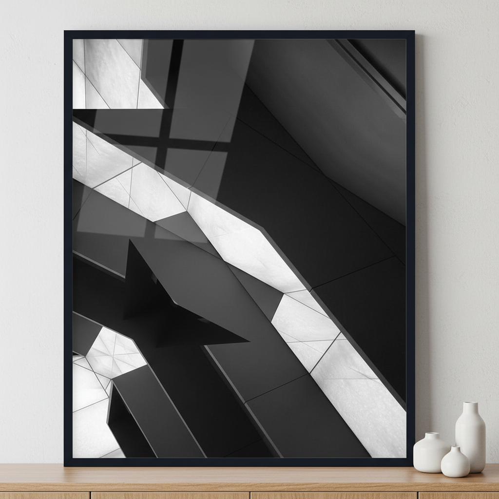 Black and white wall panels ภาพติดผังสไตล์สแกนดิเนเวีย สำหรับตกแต่งบ้านและคอนโด พร้อมกรอบคุณภาพ