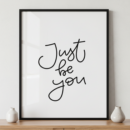 "Just be you" ภาพติดผังสไตล์สแกนดิเนเวีย สำหรับตกแต่งบ้านและคอนโด พร้อมกรอบคุณภาพ