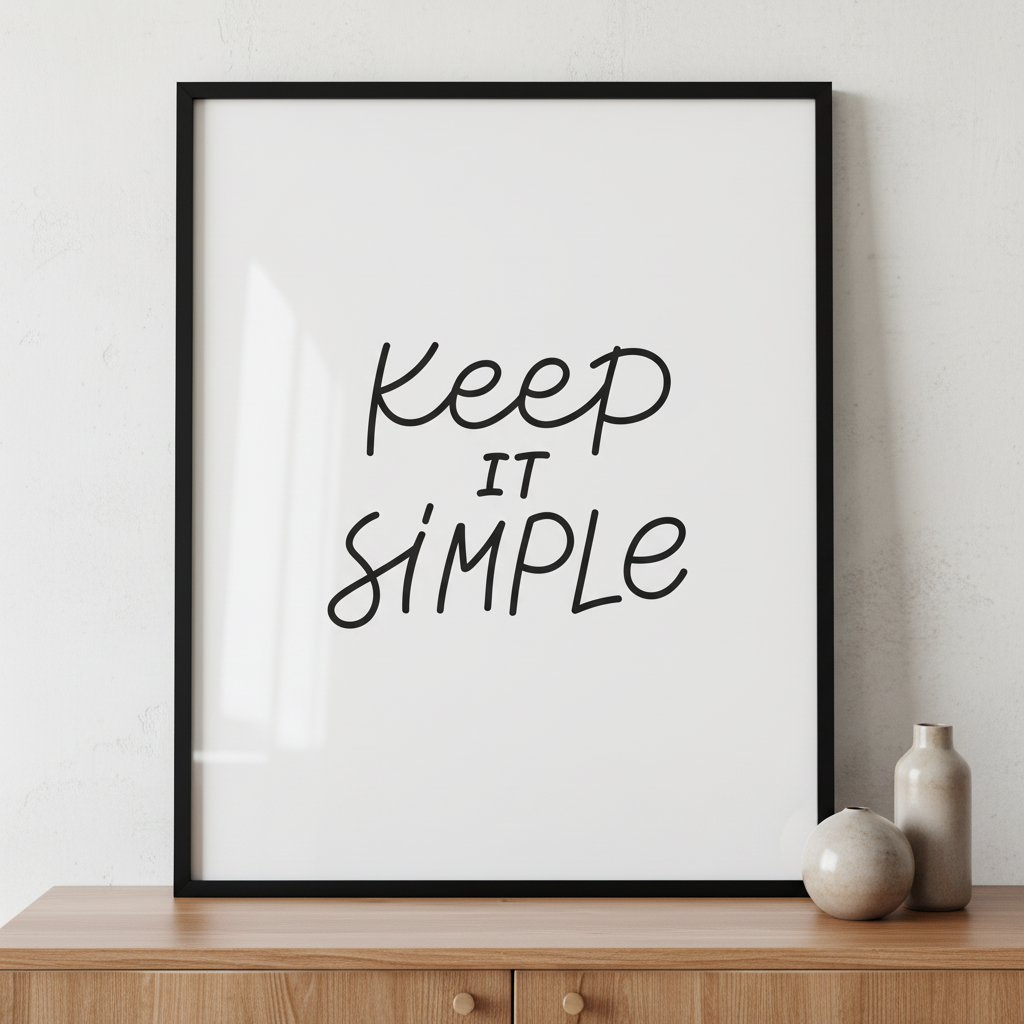 "Keep it simple" ภาพติดผังสไตล์สแกนดิเนเวีย สำหรับตกแต่งบ้านและคอนโด พร้อมกรอบคุณภาพ