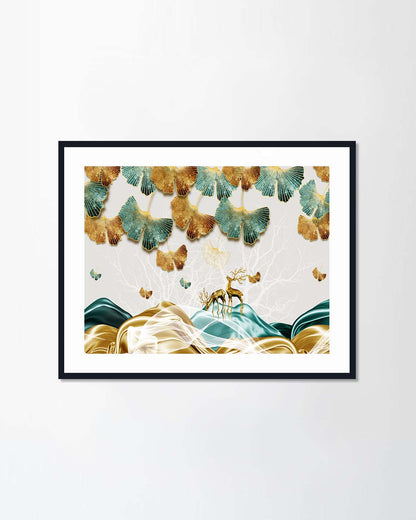 Golden leaf and deer