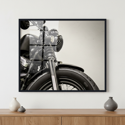 Vintage Motorcycle ภาพติดผังสไตล์นามธรรม สำหรับตกแต่งบ้านและคอนโด พร้อมกรอบคุณภาพ