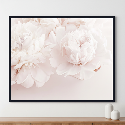 Peony flowers ภาพติดผังสไตล์สแกนดิเนเวีย สำหรับตกแต่งบ้านและคอนโด พร้อมกรอบคุณภาพ