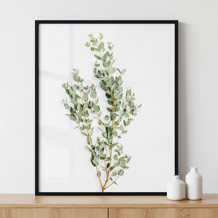 Eucalyptus Branch ภาพติดผังสไตล์ธรรมชาติ สำหรับตกแต่งบ้านและคอนโด พร้อมกรอบคุณภาพ