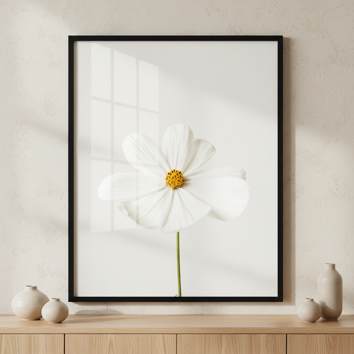 Chamomile flower ภาพติดผังสไตล์สแกนดิเนเวีย สำหรับตกแต่งบ้านและคอนโด พร้อมกรอบคุณภาพ