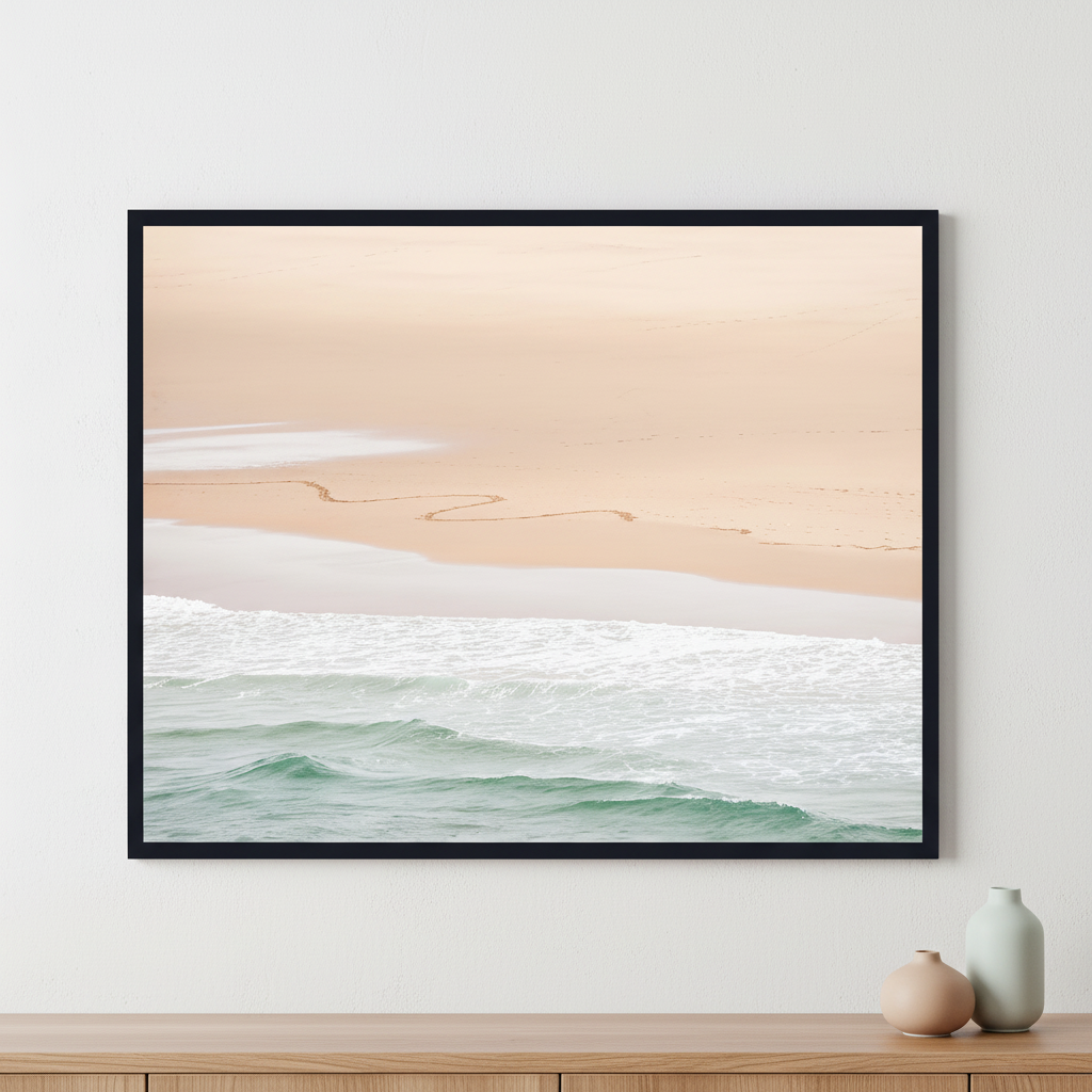 Atlantic ocean in Algarve, Portugal ภาพติดผังสไตล์วิวธรรมชาติ สำหรับตกแต่งบ้านและคอนโด พร้อมกรอบคุณภาพ