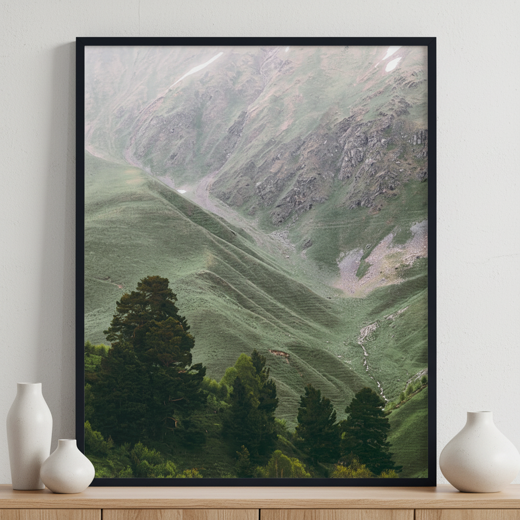 Forest and Mountains ภาพติดผังสไตล์สแกนดิเนเวีย สำหรับตกแต่งบ้านและคอนโด พร้อมกรอบคุณภาพ