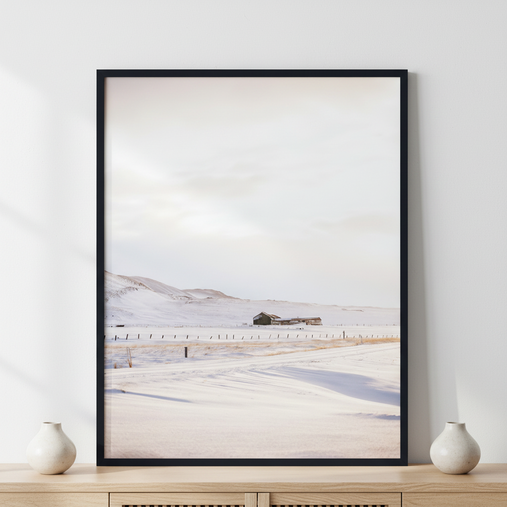 Landscape in Iceland ภาพติดผังสไตล์สแกนดิเนเวีย สำหรับตกแต่งบ้านและคอนโด พร้อมกรอบคุณภาพ