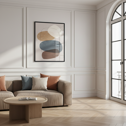 Abstract organic shapes Series ภาพติดผังสไตล์สแกนดิเนเวีย สำหรับตกแต่งบ้านและคอนโด พร้อมกรอบคุณภาพ