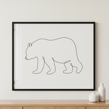 bear ภาพติดผังสไตล์สแกนดิเนเวีย สำหรับตกแต่งบ้านและคอนโด พร้อมกรอบคุณภาพ