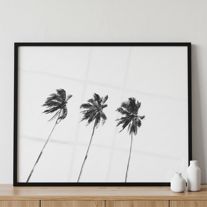 Coconut tree ภาพติดผังสไตล์สแกนดิเนเวีย สำหรับตกแต่งบ้านและคอนโด พร้อมกรอบคุณภาพ
