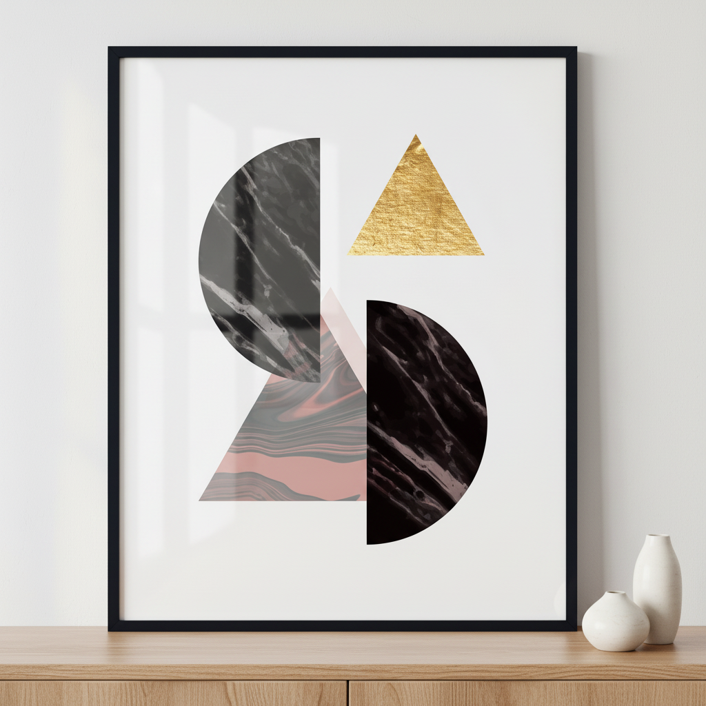 Cubism s low-poly II ภาพติดผังสไตล์สแกนดิเนเวีย สำหรับตกแต่งบ้านและคอนโด พร้อมกรอบคุณภาพ