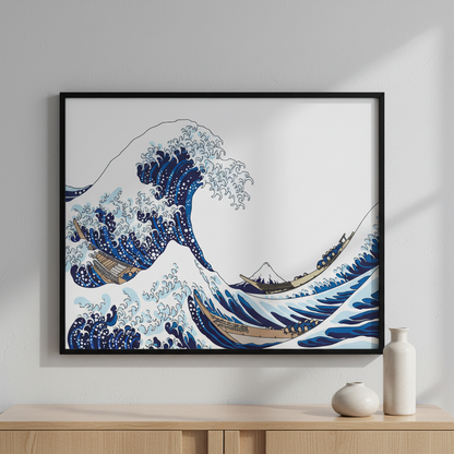 Big wave ภาพติดผังสไตล์วิวธรรมชาติ สำหรับตกแต่งบ้านและคอนโด พร้อมกรอบคุณภาพ
