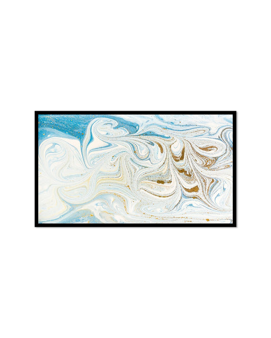 White and blue marbling