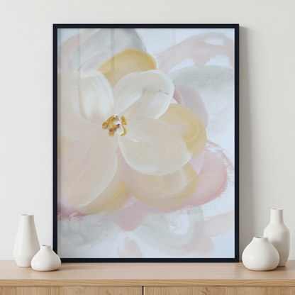 Light And Soft Oil Painting Flower ภาพติดผังสไตล์สแกนดิเนเวีย สำหรับตกแต่งบ้านและคอนโด พร้อมกรอบคุณภาพ