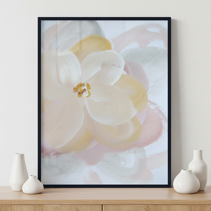 Light And Soft Oil Painting Flower ภาพติดผังสไตล์สแกนดิเนเวีย สำหรับตกแต่งบ้านและคอนโด พร้อมกรอบคุณภาพ