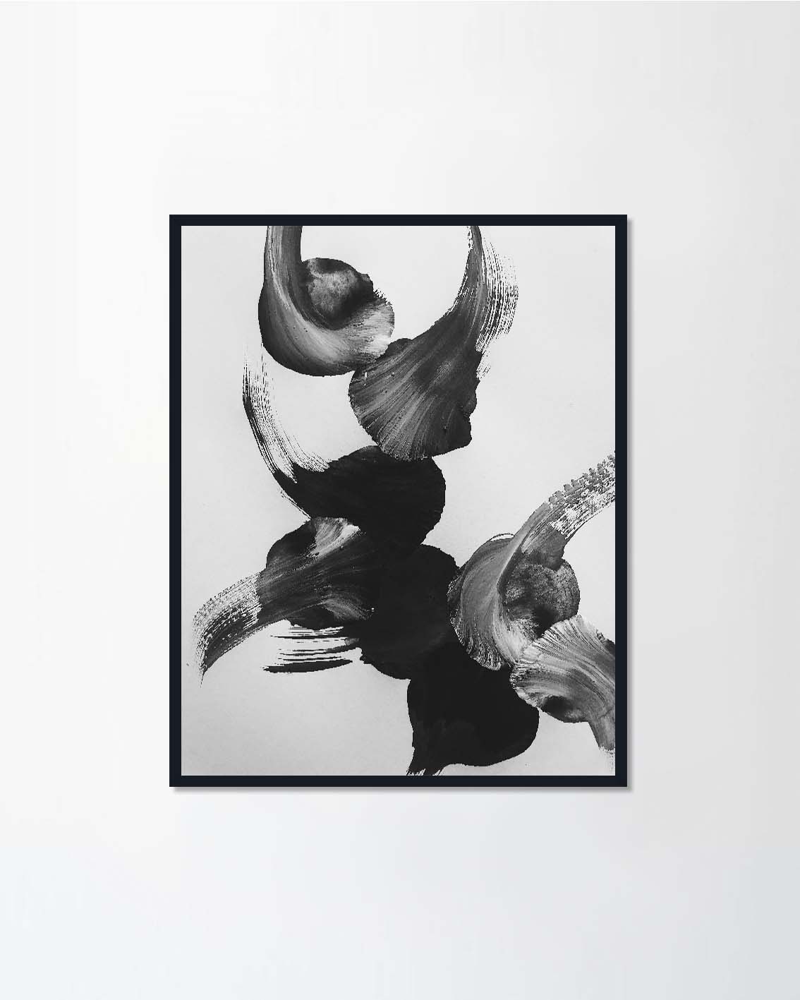 monochrome abstract acrylic with brush strokes