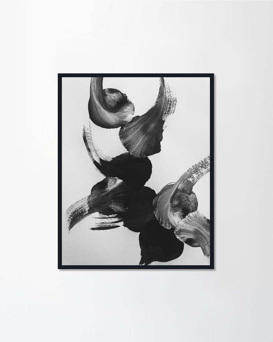 monochrome abstract acrylic with brush strokes