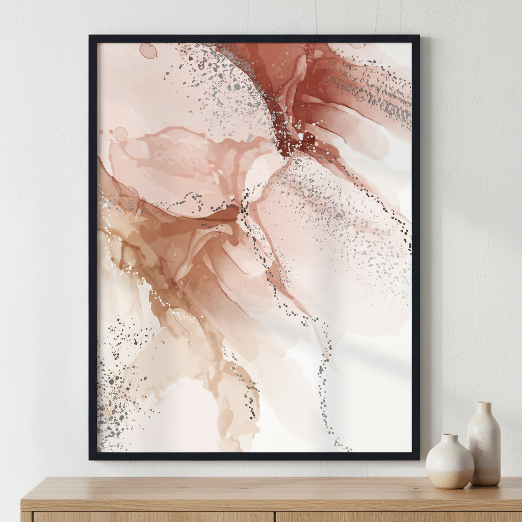 Abstract pastel watercolor Arrangements ภาพติดผังสไตล์สแกนดิเนเวีย สำหรับตกแต่งบ้านและคอนโด พร้อมกรอบคุณภาพ