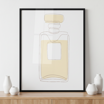Perfume glass bottle ภาพติดผังสไตล์สแกนดิเนเวีย สำหรับตกแต่งบ้านและคอนโด พร้อมกรอบคุณภาพ