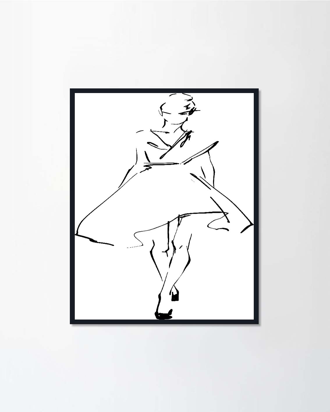 Sketch of fashion model in a dress
