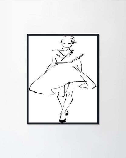 Sketch of fashion model in a dress