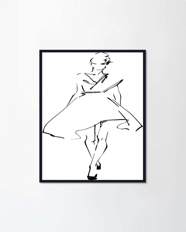 Sketch of fashion model in a dress