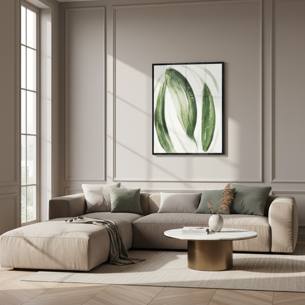 Painting green leaves