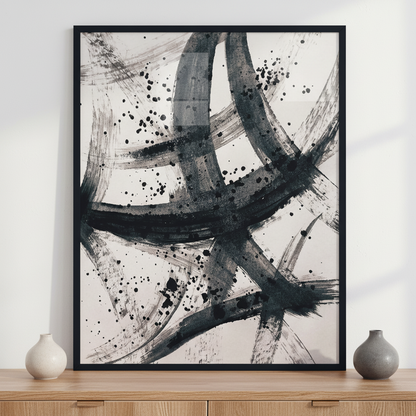 Black and white watercolor ภาพติดผังสไตล์สแกนดิเนเวีย สำหรับตกแต่งบ้านและคอนโด พร้อมกรอบคุณภาพ