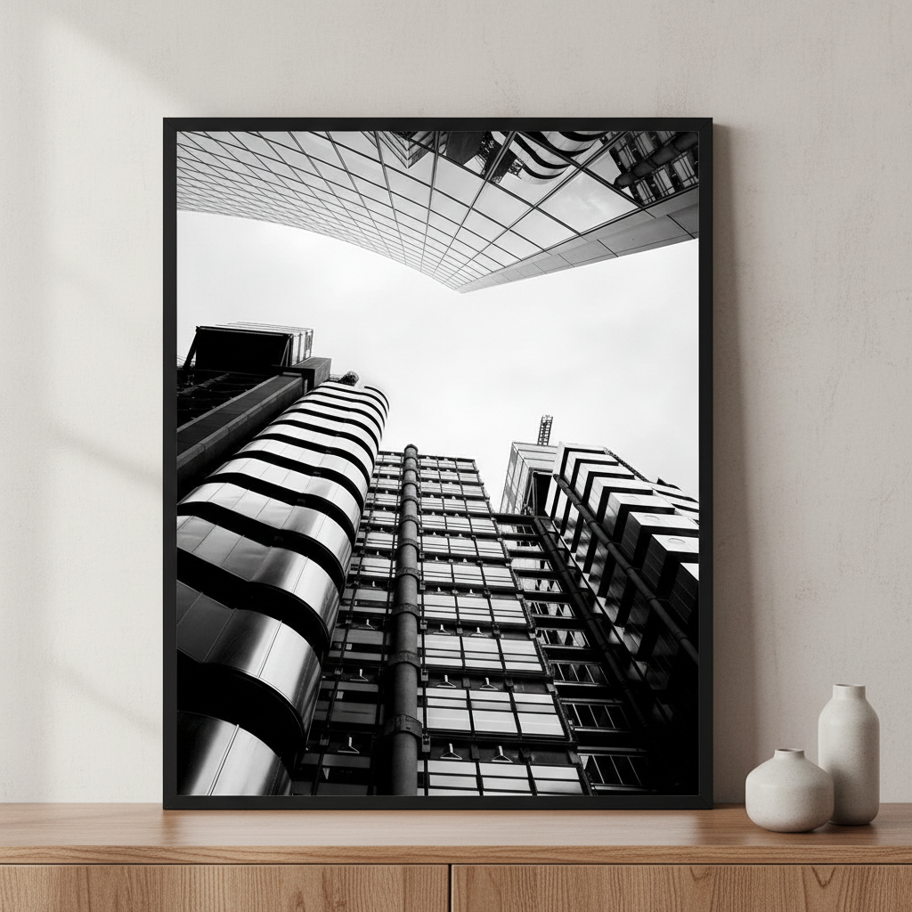 London Architecture ภาพติดผังสไตล์สแกนดิเนเวีย สำหรับตกแต่งบ้านและคอนโด พร้อมกรอบคุณภาพ