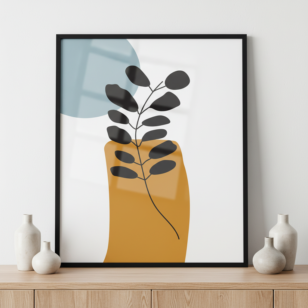 Botanical Prints Boho Bohemian Style l ภาพติดผังสไตล์สแกนดิเนเวีย สำหรับตกแต่งบ้านและคอนโด พร้อมกรอบคุณภาพ