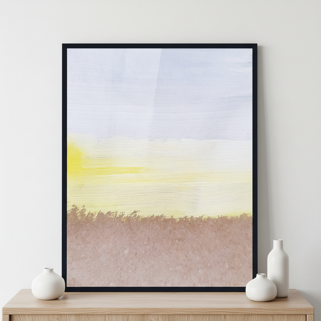 Summer painting background. Modern artwork ภาพติดผังสไตล์สแกนดิเนเวีย สำหรับตกแต่งบ้านและคอนโด พร้อมกรอบคุณภาพ