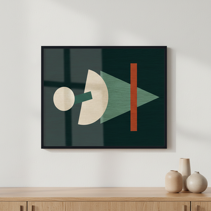 Geometric artwork ภาพติดผังสไตล์Bauhaus สำหรับตกแต่งบ้านและคอนโด พร้อมกรอบคุณภาพ