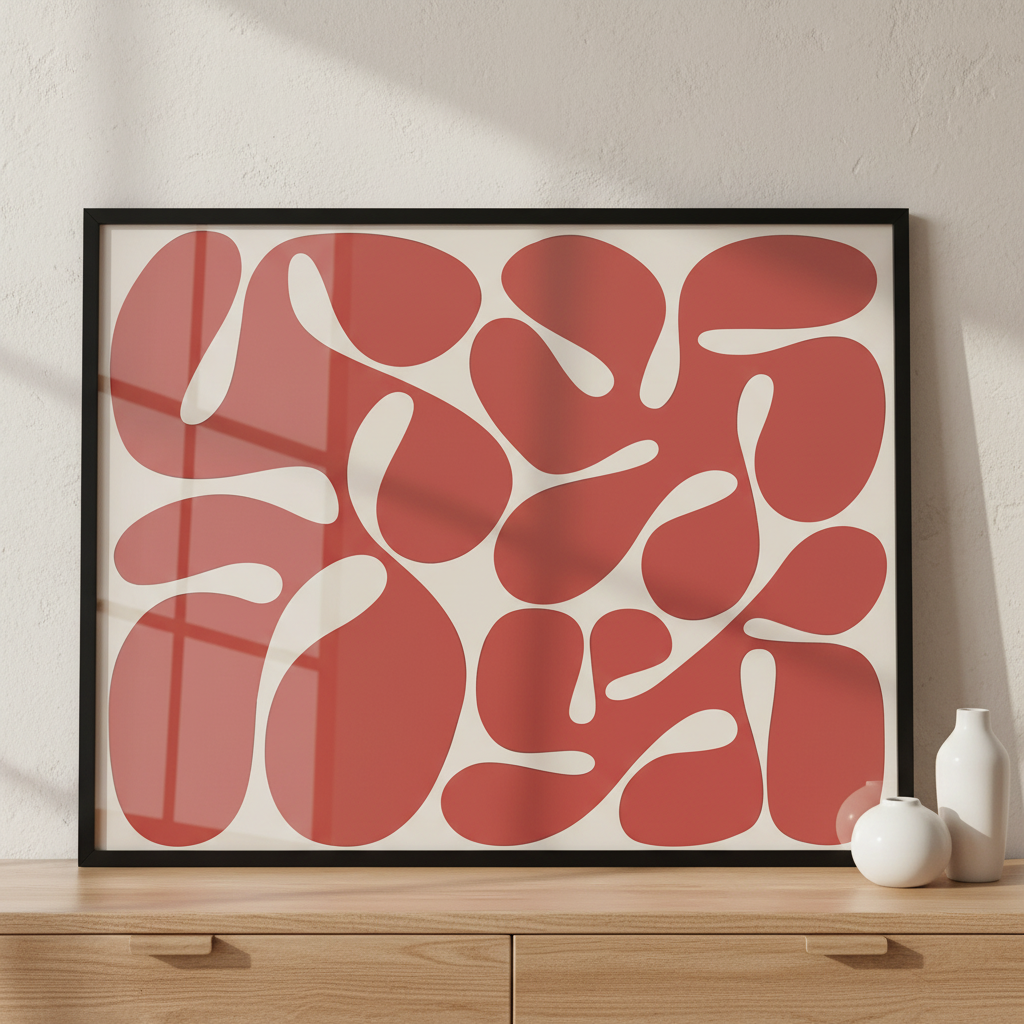 Abstract minimal pattern ภาพติดผังสไตล์สแกนดิเนเวีย สำหรับตกแต่งบ้านและคอนโด พร้อมกรอบคุณภาพ