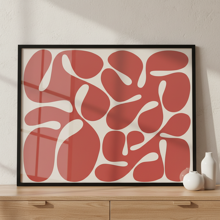 Abstract minimal pattern ภาพติดผังสไตล์สแกนดิเนเวีย สำหรับตกแต่งบ้านและคอนโด พร้อมกรอบคุณภาพ