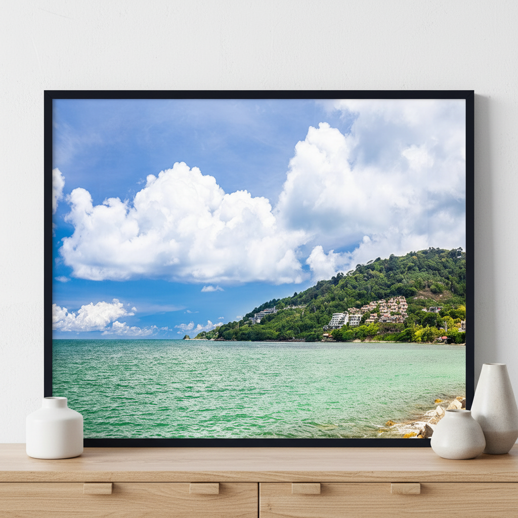 Landscape of the sea ภาพติดผังสไตล์วิวธรรมชาติ สำหรับตกแต่งบ้านและคอนโด พร้อมกรอบคุณภาพ