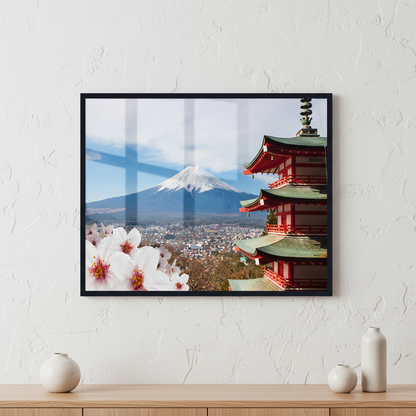 Fuji Mountain ภาพติดผังสไตล์สแกนดิเนเวีย สำหรับตกแต่งบ้านและคอนโด พร้อมกรอบคุณภาพ