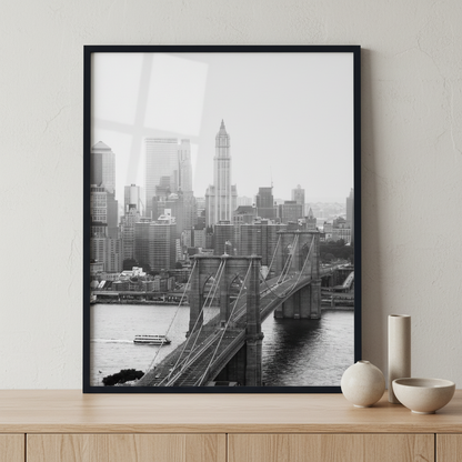 Brooklyn bridge ภาพติดผังสไตล์สแกนดิเนเวีย สำหรับตกแต่งบ้านและคอนโด พร้อมกรอบคุณภาพ