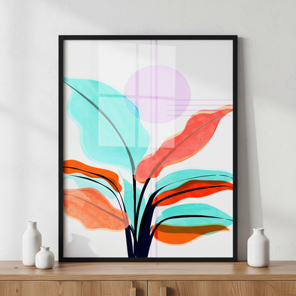 watercolor flower and leaves ll ภาพติดผังสไตล์ธรรมชาติ สำหรับตกแต่งบ้านและคอนโด พร้อมกรอบคุณภาพ