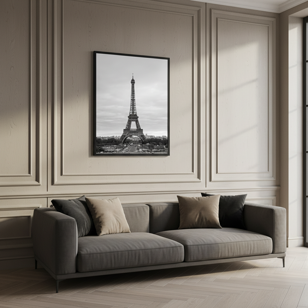 Eiffel Tower black and white