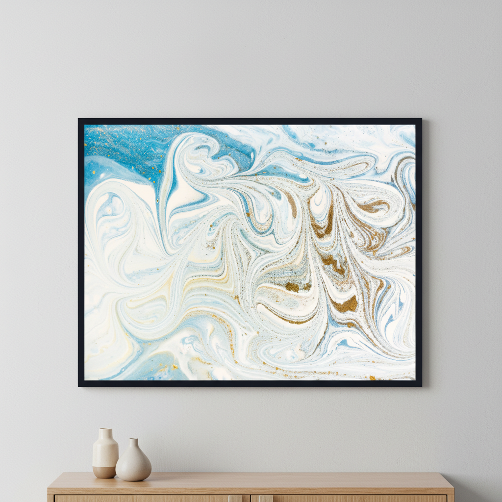 Marble liquid texture. ภาพติดผังสไตล์นามธรรม สำหรับตกแต่งบ้านและคอนโด พร้อมกรอบคุณภาพ