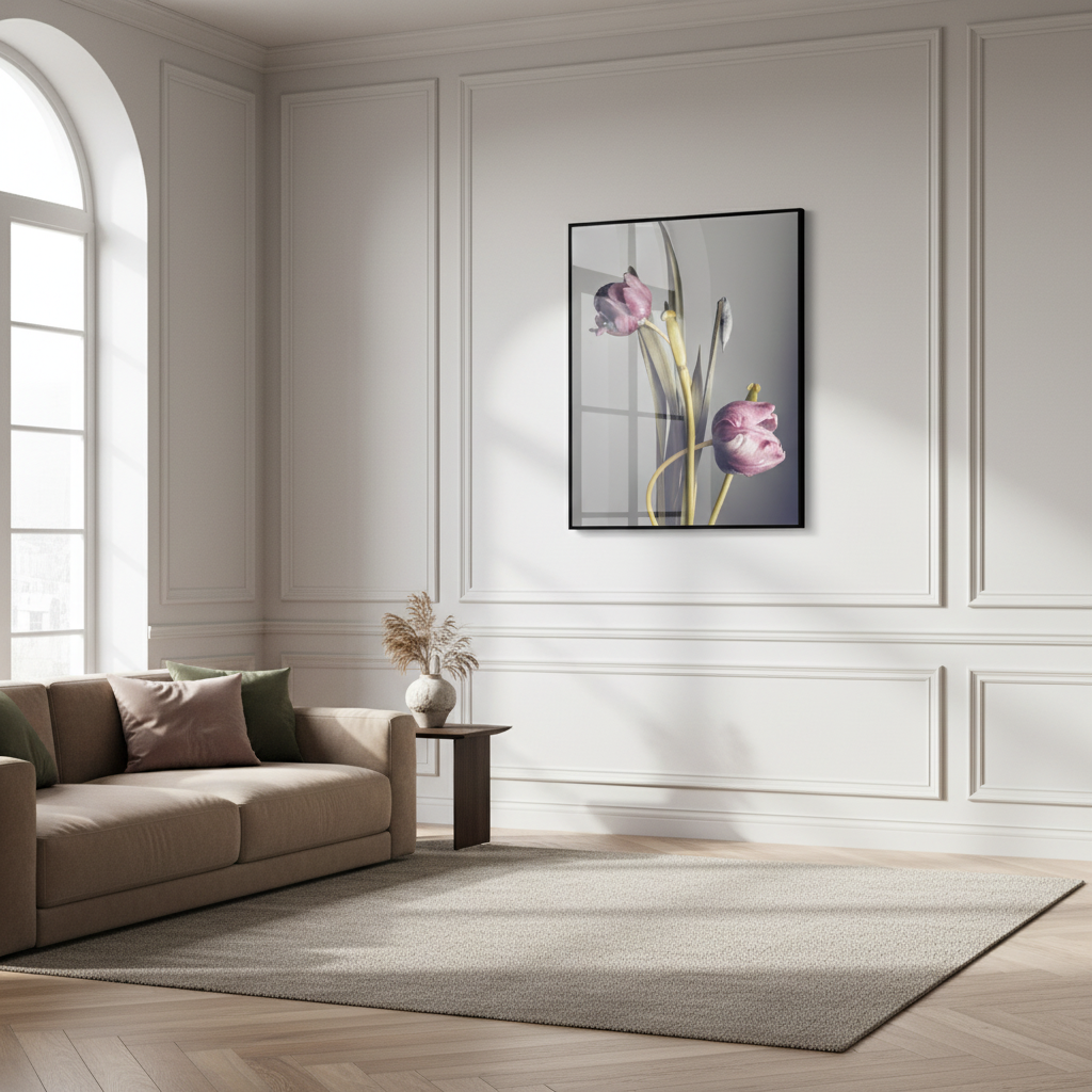 two tulips and foliage