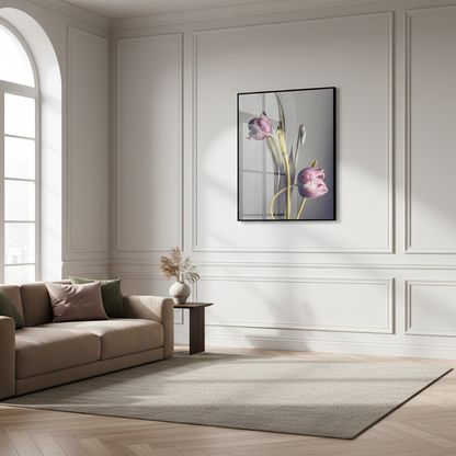 two tulips and foliage