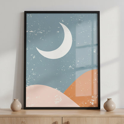 Sun and Moon Abstract ภาพติดผังสไตล์วิวธรรมชาติ สำหรับตกแต่งบ้านและคอนโด พร้อมกรอบคุณภาพ